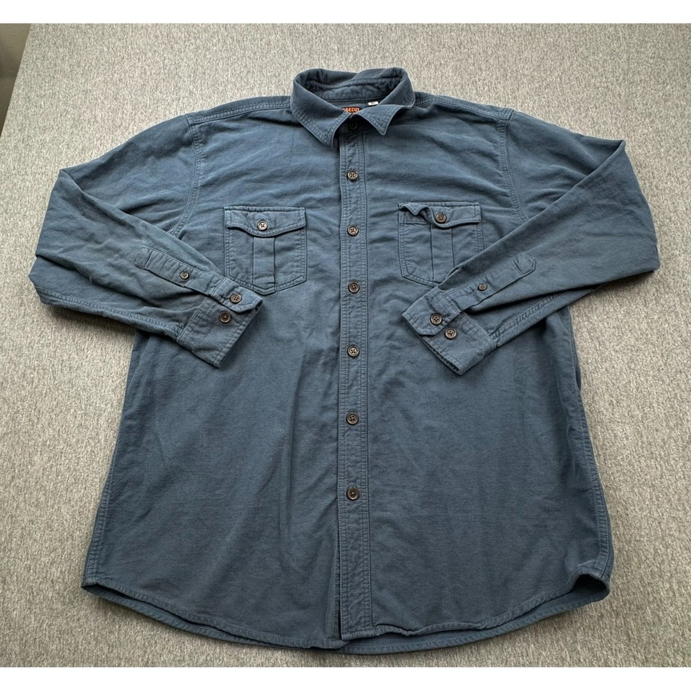 Ridgecut Chamois Button Up Long Sleeve‎ Shirt Mens XL Blue Workwear *STAINS*